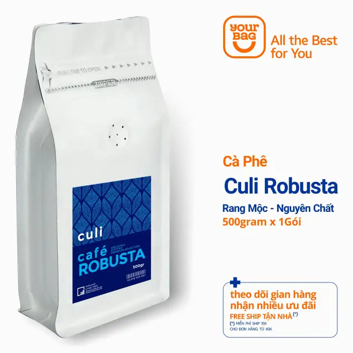 Cà Phê Culi Robusta (500gr x 01 gói), Rang Mộc Xay Sẵn, Vị đắng, hậu mạnh Gu Cà Phê Espresso, Cà Phê Nguyên Chất pha phin và pha máy – yourbag – No Brand – top1shop