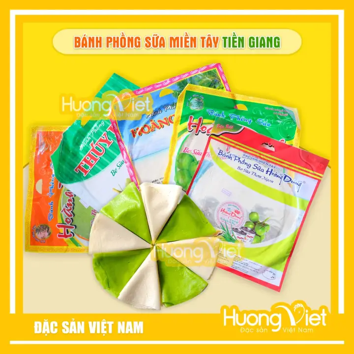 Bánh tráng sữa Hoàng Dung bánh tráng sữa ăn liền nhiều vị lá dứa sữa dừa mè sầu riêng đặc sản Tiền Giang
