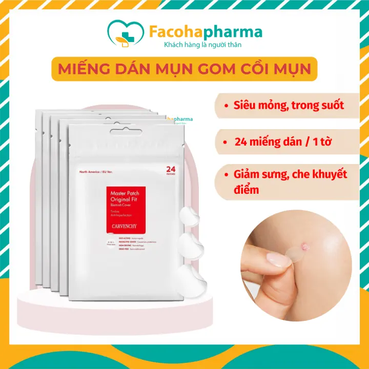 Miếng dán mụn gom cồi sử dụng ngày và đêm bảo vệ mụn kiểm soát dầu giảm sưng đỏ gồm 24 miếng nhiều kích cỡ CN053.00
