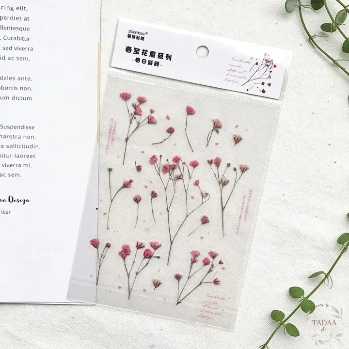 Sticker hoa lá aesthetics vintage, nhãn dán trong suốt hoa hồng không thấm nước dán mũ bảo hiểm trang trí bullet journal