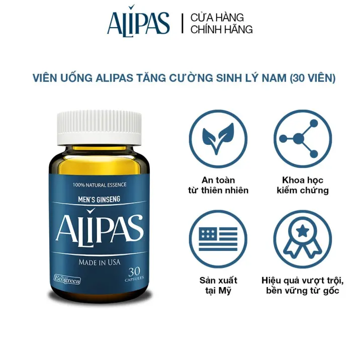Viên uống ALIPAS tăng cường sinh lý nam với Eurycoma longifolia, Oyster Meat, Pine Bark Extract (30 viên)