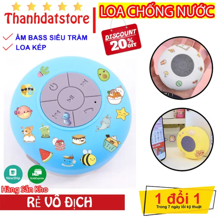 Loa Bluetooth Không Dây Chống Nước +Tặng Kèm Sticker Dễ Thương Loa Gắn Nhà Tắm Gắng Tường