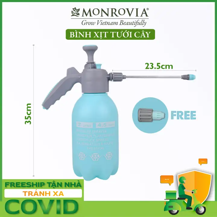 Farm Zone 130 Bình xịt tưới cây MONROVIA 2 lít, phun sương tưới cây cảnh, vòi dài, tặng vòi ngắn, màu xanh, tiêu chuẩn Châu Âu
