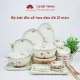 Bộ bát đĩa vẽ hoa đào đỏ cao cấp Bát Tràng. 