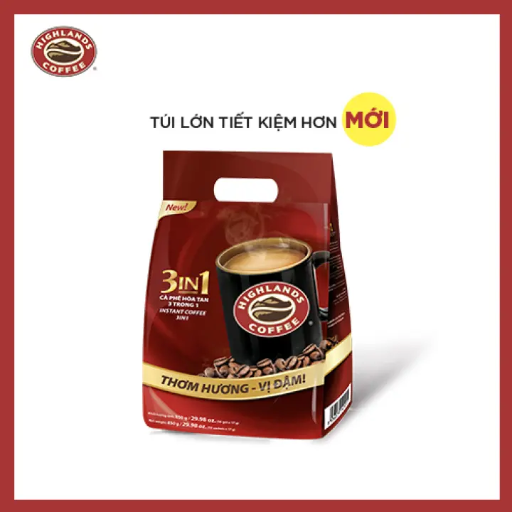 Cà phê sữa hòa tan 3in1 Highlands Coffee (50 gói x 17g) Tặng hộp 10 gói – đậm vị cà phê – Highlands coffee – top1shop