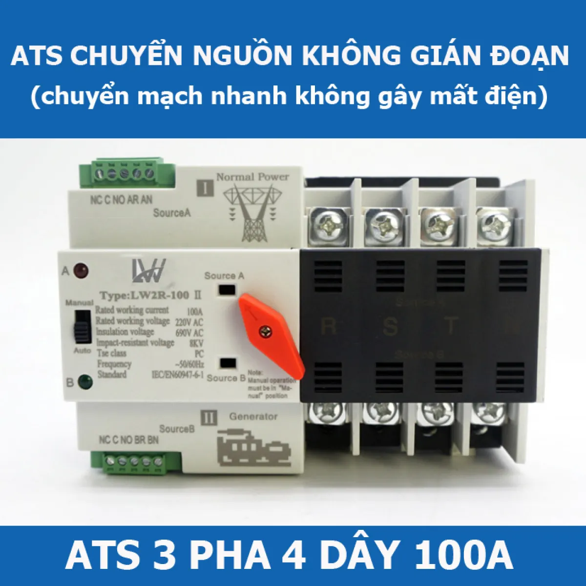 Bộ Chuyển Nguồn Ats 3pha 380v 100a Lw Cầu Dao đảo Chiều 3 Pha Chuyển Nguồn Khong Gian đoạn Khong Gay Mất điện Lazada Vn