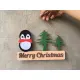 Bảng gỗ merry christmas cây thông và con vật xinh xắn kích thước 25cm tặng móc dán trang trí mùa giáng sinh. 