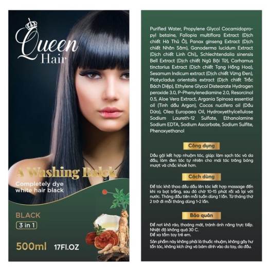 Dầu Gội Phủ Bạc Queen Hair Nhuộm Tóc Màu Đen Thảo Dược Tự Nhiên - Thuốc nhuộm Dầu Gội Phủ Bạc Queen Hair Nhuộm Tóc Màu Đen Thảo Dược Tự Nhiên - Thuốc nhuộm