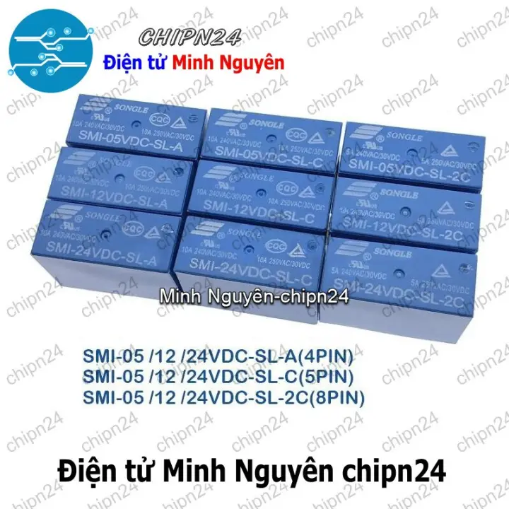 [1 con] (F198-199) Relay SMI (SMI-05V 12V 24VDC-SL-A -SL-C -SL-2C 5A 10A 4/5/8 Chân) - [Chọn Loại] - HHH.00116