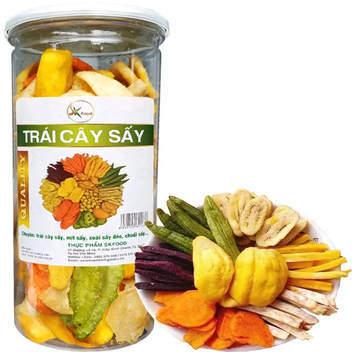 Trái Cây Sấy Khô Nguyên Miếng Hàng Xuất Khẩu Thương Hiệu SK FOOD – Hũ 250G (Đồ Ăn Vặt Siêu Hot) – No Brand – top1shop