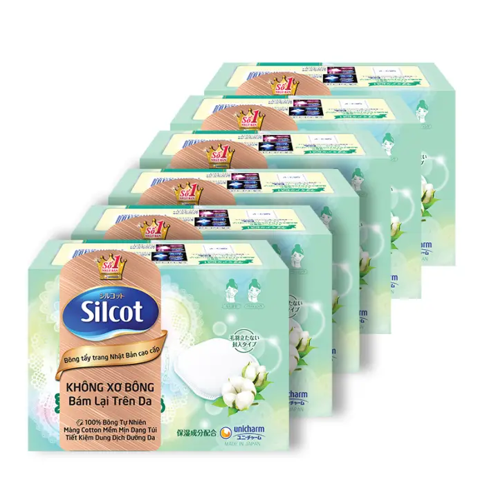 Combo 6 hộp bông tẩy trang Silcot Premium hộp 66 miếng