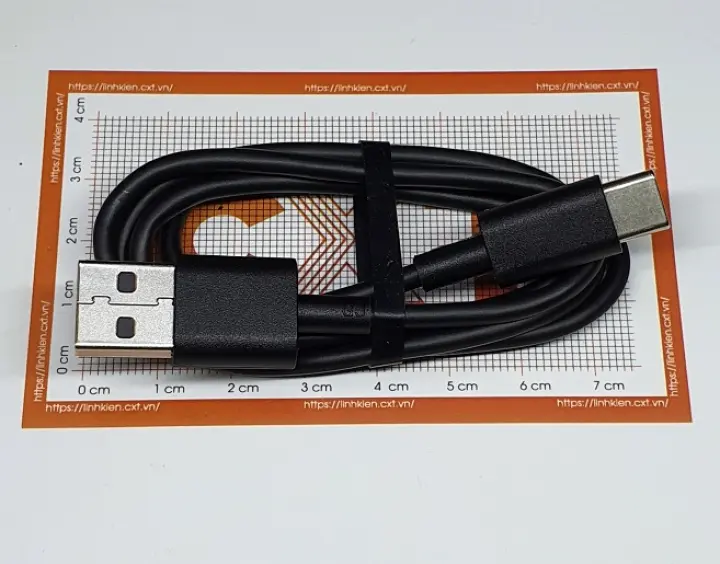 Dây USB A sang type C đen dài 60cm Dây type C