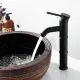 Vòi lavabo cao giả cổ nóng lạnh màu đen cao cấp MS3- dùng cho lavabo đặt bàn. 