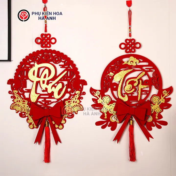 Chữ Treo Cửa Ngày TẾT Nhung Đỏ