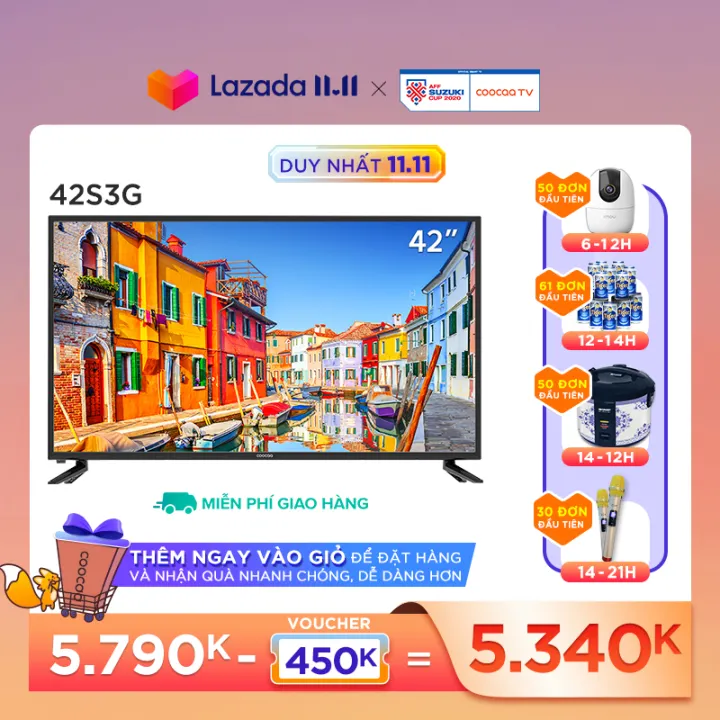 SMART TV FHD Coocaa 42 inch - Android 9.0 TV - Wifi - viền mỏng - Model 42S3G