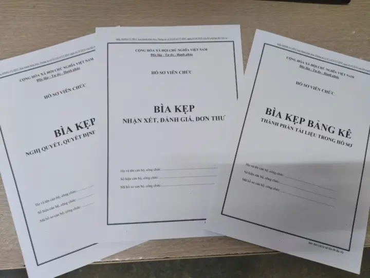 1 bộ 3 Bìa kẹp Hồ sơ viên chức mẫu HS09b, HS09c, HS09d chuẩn theo Thông tư số 07/2019/TT-BNV ngày 01/6/2019 của Bộ Nội Vụ