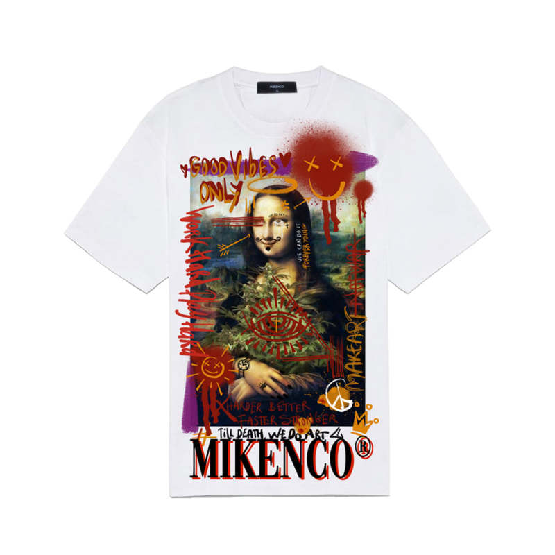 Áo t-shirt unisex mikenco mona lisa ar technology white