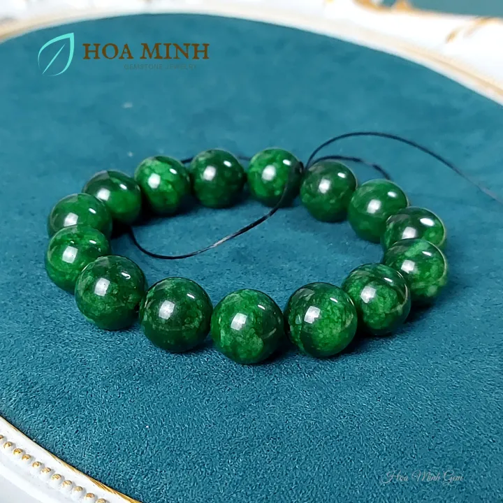 Vòng tay phong thủy Cẩm Thạch Sơn Thủy size 14 li vòng tay nam không kén mệnh | Hoa Minh Gem