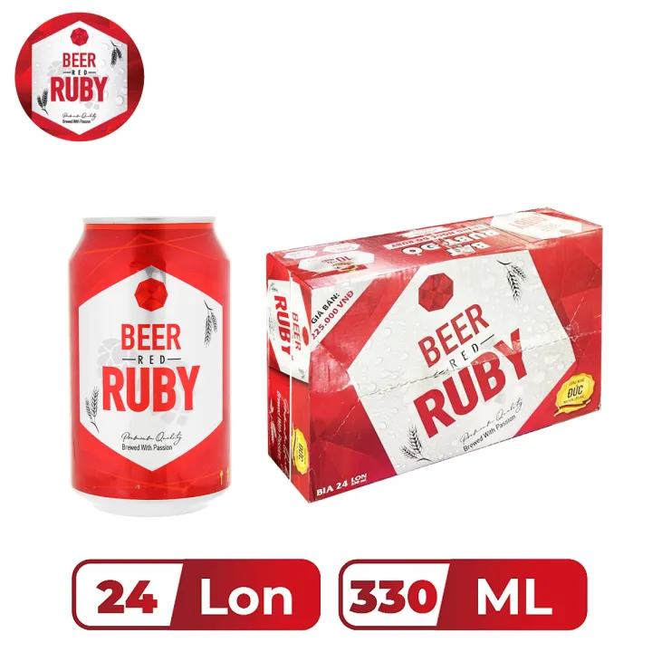 THÙNG 24 LON BIA RED RUBY 330ML