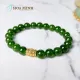 Vòng tay phong thủy đá Mã Não xanh ngọc 8 li phối charm lu thống vàng thời trang, sang trọng hợp mệnh Mộc, Hỏa | Hoa Minh Gem. 