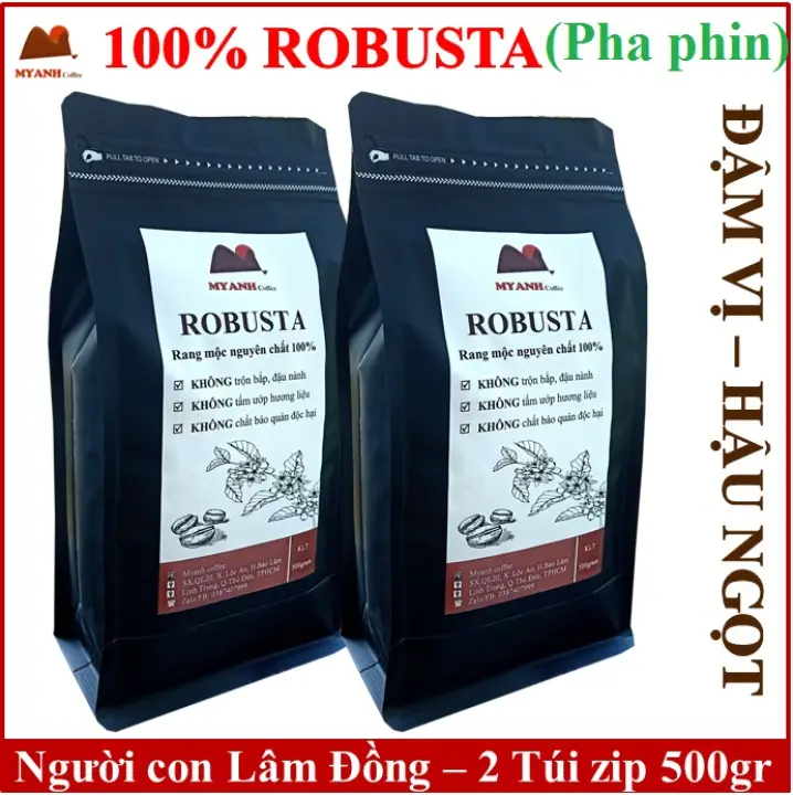 1kg cà phê pha phin – Robusta rang mộc – Cafe sạch Lâm Đồng – MYANH Coffee – No Brand – top1shop