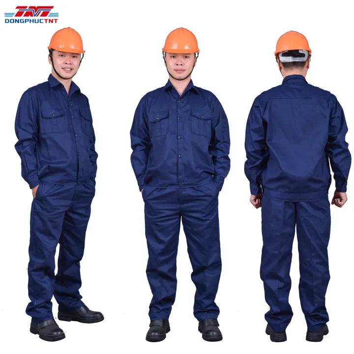 Quần áo bảo hộ lao động vải kaki Nam Định hàng loại 1, mầu tím than, chất vải liên doanh, thoáng mát, thỏa mái khi lao động