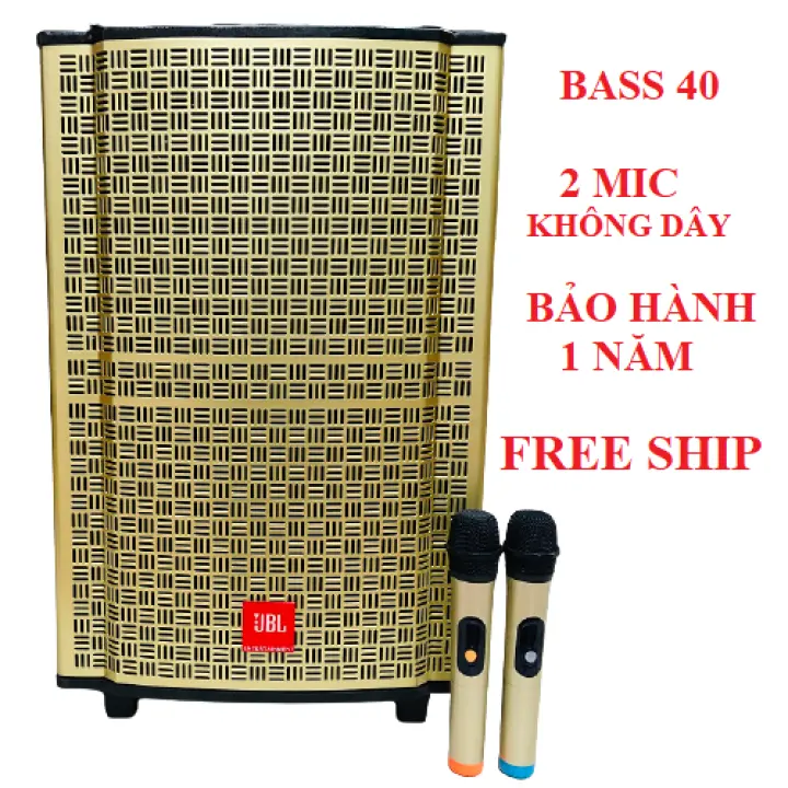 Loa kéo JBL Bass 40 , Vỏ Gỗ cao cấp , tặng 2 Micro Karaoke không dây cao cấp siêu hút âm