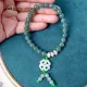 Vòng tay đá Cẩm Thạch tự nhiên băng chủng Lam Ngọc VIP size 6.8 li phối charm cỏ 4 lá bạch ngọc, bánh xe cẩm thạch | Hoa Minh Gem. 