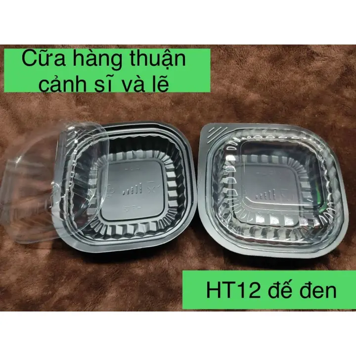 Black plastic food container