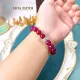 Vòng tay phong thủy đá Mã Não ruby hồng tím size 10 li mix charm bạc lu thống sang trọng, hợp mệnh Hỏa Thổ | Hoa Minh Gem. 