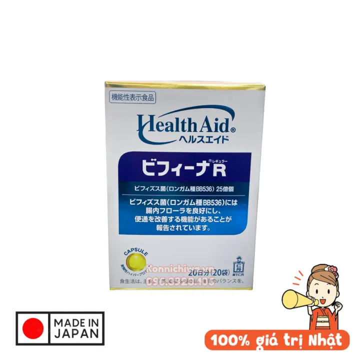 [CHÍNH HÃNG-DATE 05/2022] Men vi sinh Health Aid Bifina R 20 gói Nhật Bản - Hỗ trợ tiêu hóa bổ sung lợi khuẩn cho đường ruột khỏe mạnh, ngăn ngừa các bệnh về tiêu hóa