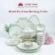 Bộ bát đĩa cao cấp Bát Tràng set 11, 16, 21 sản phẩm - Họa tiết hoa đào hồng. 