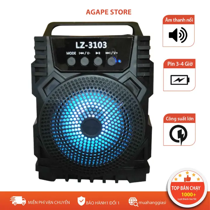 [Voucher 7% Đơn 150K DUY NHÂT 11.11] [GIAO HÀNG NHANH] Loa nghe nhạc bluetooth mini LZ 3103, loa nghe nhạc bass khủng, loa nghe nhac bluetooth mini nhỏ gọn hỗ trợ USB, Thẻ Nhớ, Đài Fm, Cổng 3.5 Nhỏ Gọn - BẢO HÀNH 1 ĐỔI 1 NẾU LỖI