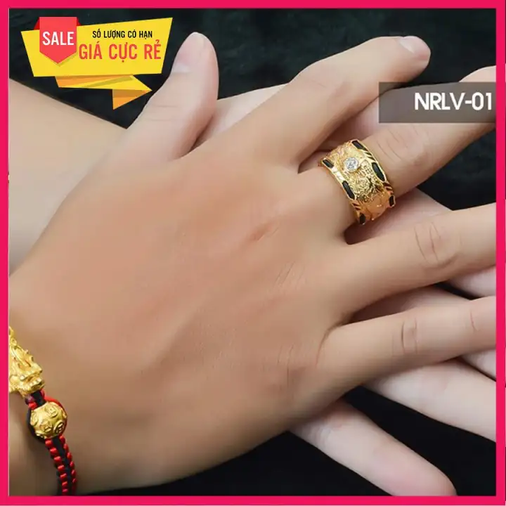 Nhẫn Nam Bạc Thái Xi Mạ Vàng 18k Cao Cấp, Nhẫn Nam Đẹp, Nhẫn Nam Phong Thủy, Nhẫn Rồng Nam, Nhẫn Đính Đá Đỏ Bảo Tín ( màu vàng)